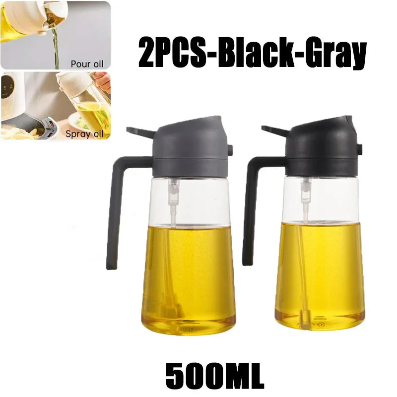 Oil Spray Bottle Set - Kitchen Cooking Sprayer (2 Pack Gray)