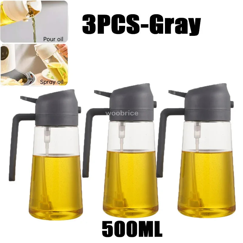 Oil Spray Bottle Set - Kitchen Cooking Sprayer (2 Pack Gray)