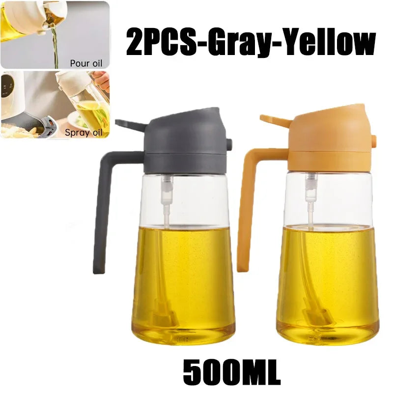 Oil Spray Bottle Set - Kitchen Cooking Sprayer (2 Pack Gray)