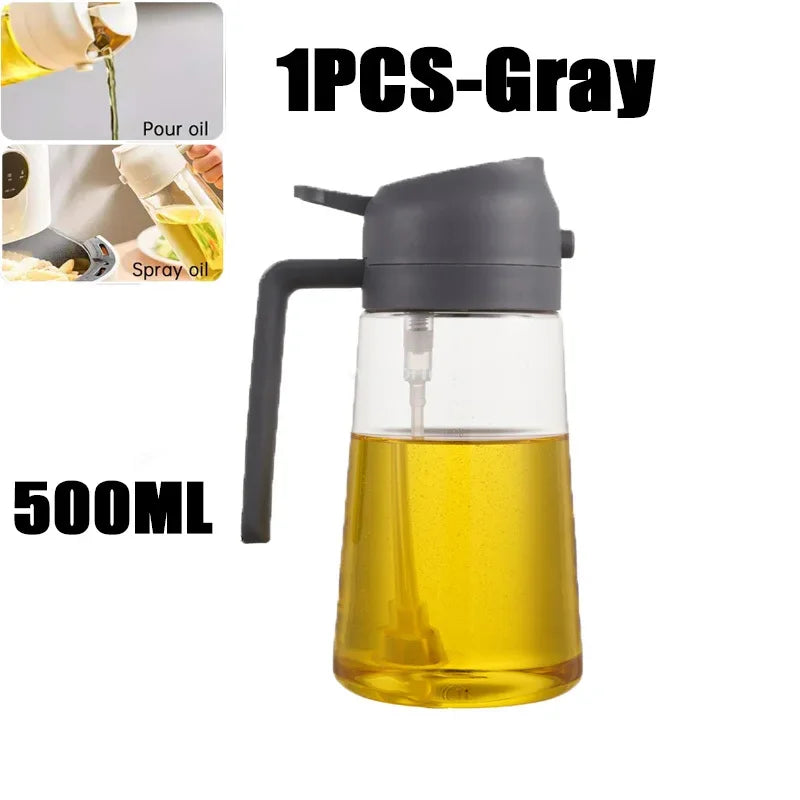 Oil Spray Bottle Set - Kitchen Cooking Sprayer (2 Pack Gray)