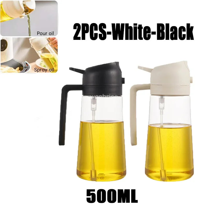 Oil Spray Bottle Set - Kitchen Cooking Sprayer (2 Pack Gray)