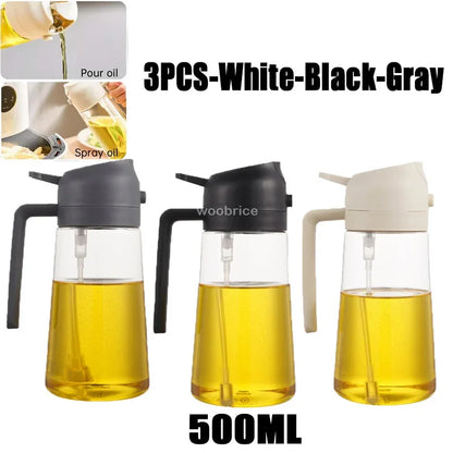 Oil Spray Bottle Set - Kitchen Cooking Sprayer (2 Pack Gray)
