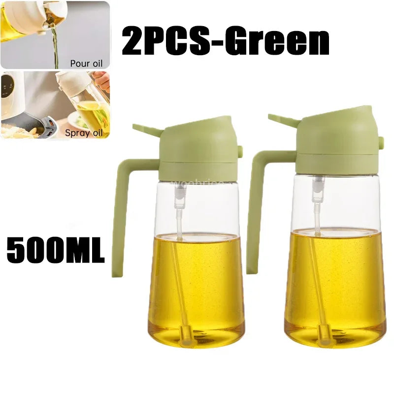Oil Spray Bottle Set - Kitchen Cooking Sprayer (2 Pack Gray)