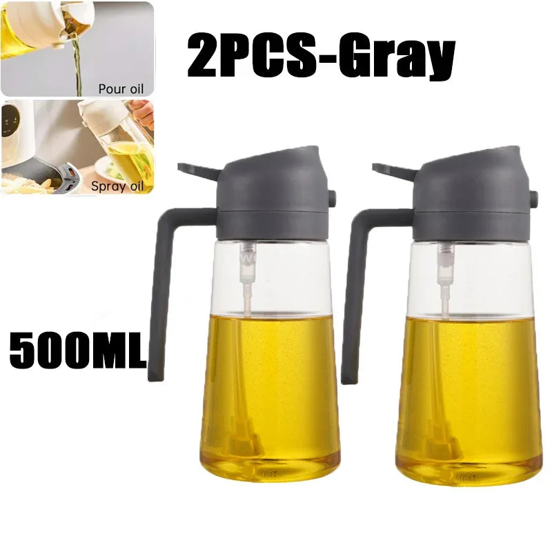 Oil Spray Bottle Set - Kitchen Cooking Sprayer (2 Pack Gray)