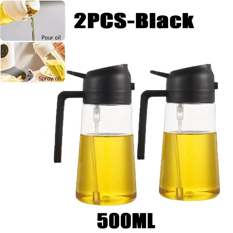 Oil Spray Bottle Set - Kitchen Cooking Sprayer (2 Pack Gray)